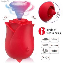 Rechargeable Silicone Rose Clitoral Suction Vibrator sex toys for woman Sucking Pump Women Sucker tongue Lick Clit Stimulator L230518