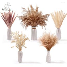 Decorative Flowers Natural Floral Dried Flower Tail Grass Colorful Mixed Bouquet Pampas Reed For Wedding Decoration Artificial