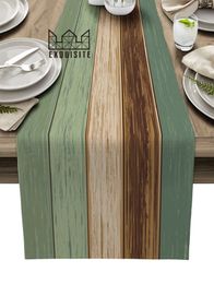 Table Runner Faux Wood Grain Vintage Sage Green Wedding Decor Table Runners Coffee Table Kitchen Dining Table Cloths Home Party Decor 230605