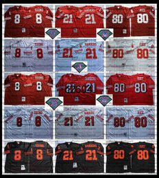 c2604 Vintage Mens 8 Steve Young 21 Deion Sanders 80 Jerry Rice Football Jerseys 1994 Red 75th Jersey Embroidery Shirts Stitched Black M-XXXL