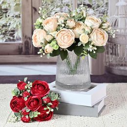 Decorative Flowers Bridal Bouquet Non-Withering Easy To Care DIY Artificial Peony Flower Wedding Supply