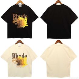 Shirts Black Apricot Rhude T-shirts Men Women High Quality Casual Fashion Tops Letter Printing Tees Summer New Rhude Short Sleeve