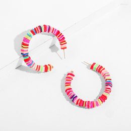Hoop Earrings Bohemia African Vinyl Beads For Women Ethnic Heishi Colorful Geometric Big Circle Female Jewelry