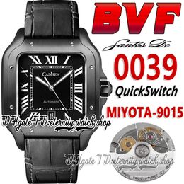 BVF V3 bv0039 Japan Miyota 9015 modify 1847MC Automatic Mens Watch Large Stainless ADLC Black Dial Roman Markers Quick Switch Leather Strap Super Edition Watches