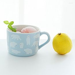 Mugs Children's Cartoon Milk Mug With Lid Creative Ceramic Cup Coffee Cups Animal Drinkware Gift
