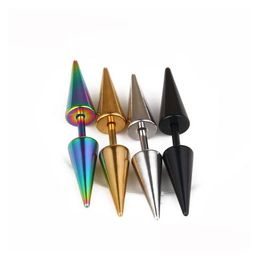 Stud Allergy Stainless Steel Spike Earrings Gold Black Rainbow Nail Ear Rings Puncture Piercing Body Jewellery For Women Men Will And Dha0X