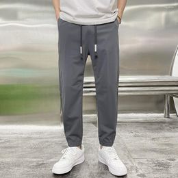 Men's Pants Quick Dried Ice Silk For Men Summer Crop Relaxed Sports Casual Sweatpants Pencil Lightweight Ankle-Length