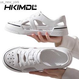 HKIMDL Jelly Shoes Men and Women Sandal Summer Shoes Garden Shoes Beach Hollow Mules Clogs Waterproof Beach Sandals 36-45 L230518