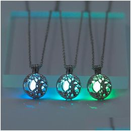 Pendant Necklaces Tree Of Life Glow In The Dark Necklace Fluorescent Light Diy Locket Chain For Wome Kids Fashion Jewelry Will And S Dhn59