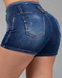 Women's Shorts Open button fly denim shorts with tight pockets for washing and leisure new fashion 2023 women's casual clothing P230606