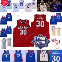 ucoe1 2022 Final Four 4 Kansas Jayhawks Basketball Jersey NCAA College Ochai Agbaji Gradey Dick Jalen Wilson Bobby Pettiford Jr Dajuan Harris McCullar Udeh Adams Bra