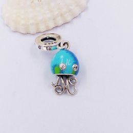 Color-changing Jellyfish Dangle Charm 925 sterling silver Pandora Clips Moments for fit Charms beads Bracelets Jewelry 792704C01 Andy Jewel