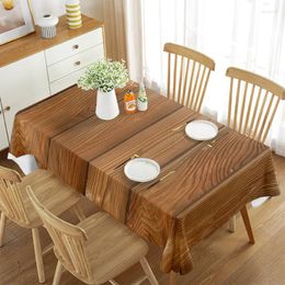 Table Cloth Wood Grain Texture Rectangular Tablecloth Holiday Party Decoration Waterproof For Dining Decor Toalha De Mesa