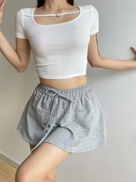 Skirts WOMENGAGA Women's Casual Elastic High Waisted Short Skirt With Waistband Drawstring And Patchwork A-line DCLY