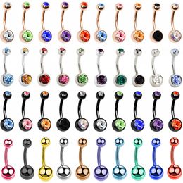 Nose Rings Studs 51020Piece Zircon 14G Belly Piercing Lot Steel Crystal Belly Button Ring Bar Navel Piercing Set Mix Piercings Ombligo 230605