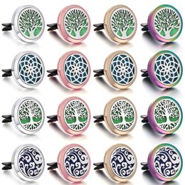 Car Air Freshener Tree of Life Lotus Flower Diffuser Jewelry Car Perfume Diffuse Aroma Essential Oil Diffuser Aromatherapy Necklace Locket Pendant 230605