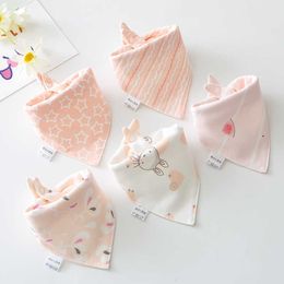 Bibs Burp Cloths 5 bibs 100% cotton Bandana feeding baby teeth cartoon Saliva towel unisex newborn fashion bib G220605