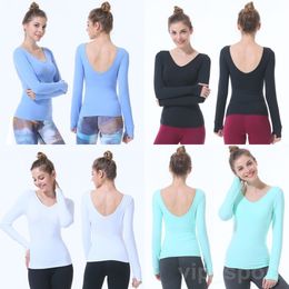 Lu Align Lu Yoga Girl Bodybuilding Long Sleeve Tops Sexy Running Tshirt Women Sport T-Shirts Breathable Fitness Swiftly Tech Thin Tee Outdoor Solid color