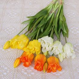 Decorative Flowers Luxury Real Touch Large Latex Tulips Bouquet Fake Party Decoration Room Decor Fleurs Artificielles