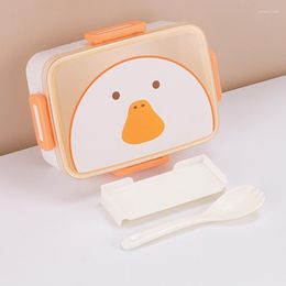 Dinnerware Sets 600ML Cartoon Lunch Box Bento Portable Container With Spoon For Kids Child Student Outdoor Picnic Cute Storage