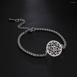 Charm Bracelets COOLTIME Hollow OM Flower Of Life For Women Stainless Steel Yoga Sahasrara Chakra On Hand Jewellery Gift