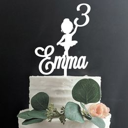Other Event Party Supplies Acrylic Glitter custom name Ballerina 3rd Cake Topper Personalised Centrepieces age 1st to 10th Ballerina Party Birthday Decor 230605