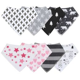 Bibs Burp Cloths 100% pure cotton baby newborn adjustable triangular Saliva towel boys girls feeding bibs children's soft and absorbent cute Bandana bib G220605