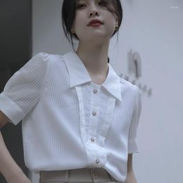 Women's Blouses Elegant Office Short Sleeve Top Female Vintage Fashion Summer White Shirts Woman Casual Puff Loose Blouse For Women CL55