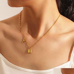 Pendant Necklaces Key Padlock Necklace Hip Hop Gold Chains Women Fashion Jewellery Gift Will And Sandy Drop Delivery Pendants Dhdnc