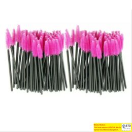 Wholesale Attractive 100pcslot make up brush Pink synthetic Fibre OneOff Disposable Eyelash Brush Mascara Applicator Wand Brush