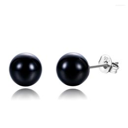 Stud Earrings Ladies 925 Silver Jewellery Pearl Green Jasper Black Agate Fashion Wedding Party Gifts