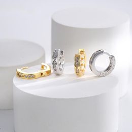 Hoop Earrings French Romance Copper 18K Gold Plated Shiny Zircon Jewellery Women Daily Accessories 2023 In