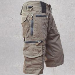 Men's Shorts Pants Solid Colour Multi Pockets Summer Relaxed Fit Straight Cargo Streetwear Men Army Tactical Joggers