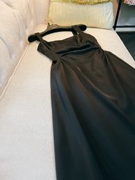2023 Summer White / Black Solid Colour Dress Spaghetti Strap Square Neck Midi Casual Dresses D3L043077