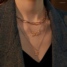 Pendant Necklaces Origin Summer Personality Chunky Cuban Chain Necklace For Women Multi-Layers Angel Letter Chokers Jewellery