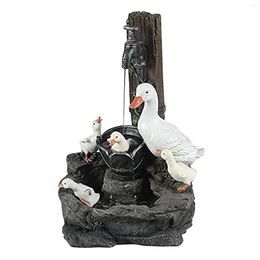 Garden Decorations Two Styles Duck Solar Power Resin Fountain Design With Led Light Patio Decoration Outdoor Sculpture Gardening Gifts
