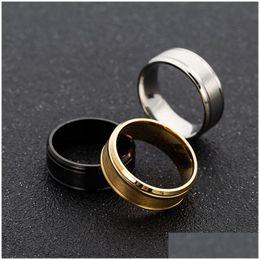 Band Rings Stainless Steel Matte Ring Simple Gold Women Mens Fashion Jewellery Will And Sandy 080534 Drop Delivery Dhdh9