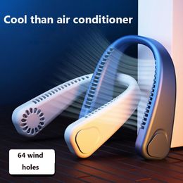 Fans 2022 New Mini Neck Fan Portable Bladeless Hanging Neck Rechargeable Air Cooler 3 Speed Mini Summer Sports Fans