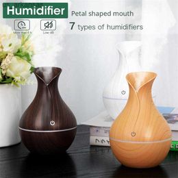 130ML Vase Humidifier Wood Grain Usb Colourful Lamp Office Air Humidifier Ball Marquee Essential Oil Diffuse Aroma Diffuser L230523