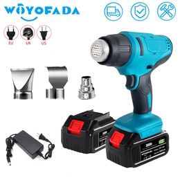 Warmtepistool Cordless Handheld Hot Air Gun Machine Lithium Rechargeable Heating Equipment Temperatures Adjustable Power Tool with 3 Nozzles