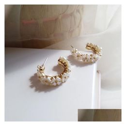 Dangle Chandelier Flower Earring Fashion Golden Plating White Resin Hoop Earrings Women Jewellery Girl Student Gifts For Party Drop D Dhfhz