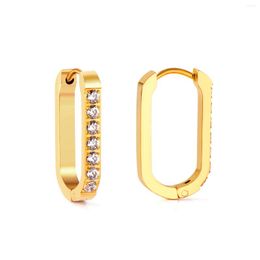 Hoop Earrings Rectangle Earings Simple Shiny Zirconia Brincos Round Oval Shape Antiallergic Party Korean Fashion Steel Jewelry Wholesale