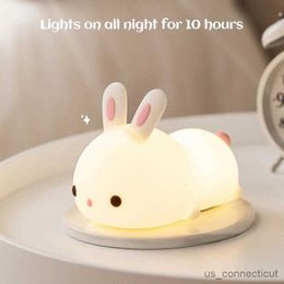 Sensor Lights Cute Bunny Night Light Animal Lamp Bedside Lights For Children Baby Toy Gift Bedroom Home Decoration Sleeping Lighting R230606