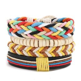 Charm Bracelets Colorf Weave Mti Layer Wrap Wood Beads Adjustable Bracelet Wristband Bangle Cuff Women Men Fashion Jewellery Will And Dhtj9