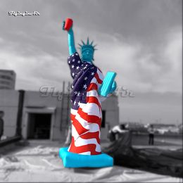 Parade Performance Large Inflatable Replica Statue Of Liberty With American Flag For Event