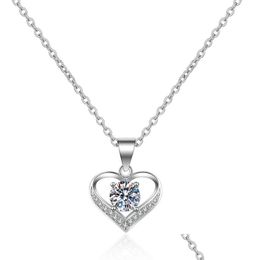 Pendant Necklaces Diamond Heart Necklace Sier Women Cubic Zircon Engagement Wedding Jewelry Gift Will And Sandy Drop Delivery Pendant Dhnet