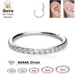 Nose Rings Studs G23 Silver Colours Round Earrings CZ Zirconia Body Clips Hoop Nose Rings Women Men Ear Cartilage Piercing Jewellery 230605