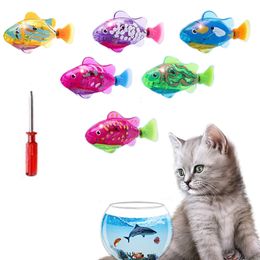 Robot Fish Cat Toy Interactive Fish Cat Toys For Indoor Cats Play Fish with LED Light Stimulate Cat's Hunter Instinct with gift