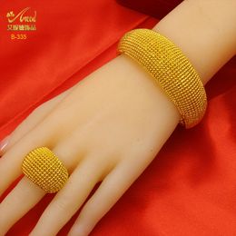 Charm Bracelets ANIID African Cuff Bangles With Rings Wedding Banquet Gifts Hawaiian Indian Women Charm Adjustable Gold Plated Bangle Wholesale 230605