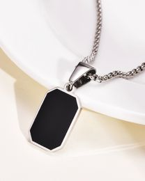 Women's pendant Necklace Personalised and Trendy Stainless Steel Square Pendant Necklace with Droplet Design Pearl-Shaped Chain Jewellery Gift yw112PN-1690